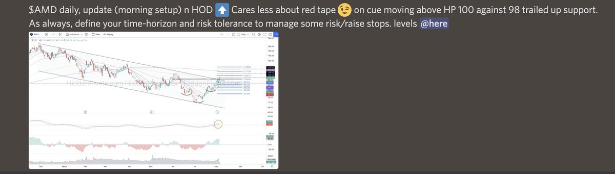HiddenPivots's tweet image. $AMD daily ⬆️ decent up move from morning HP $100 trigger long setup.

#HPchartroom