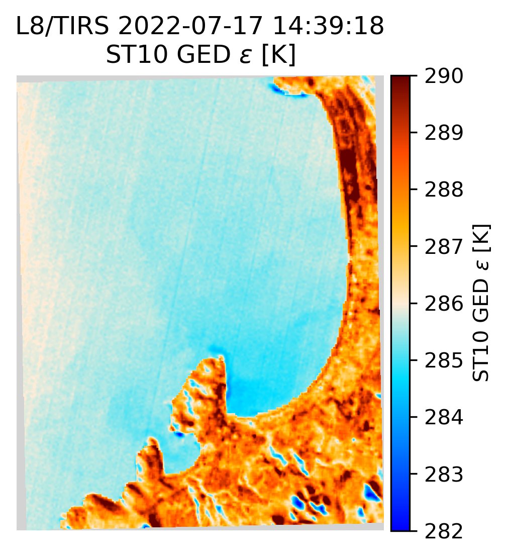 Added ASTER Global Emissivity Dataset as option to ACOLITE/TACT for better surface temperature retrievals over land. Here a comparison of Landsat 8 TACT outputs using unity emissivity and GED emissivity for La Serena, Chile. GDAS1 atmospheric profiles for NRT processing.