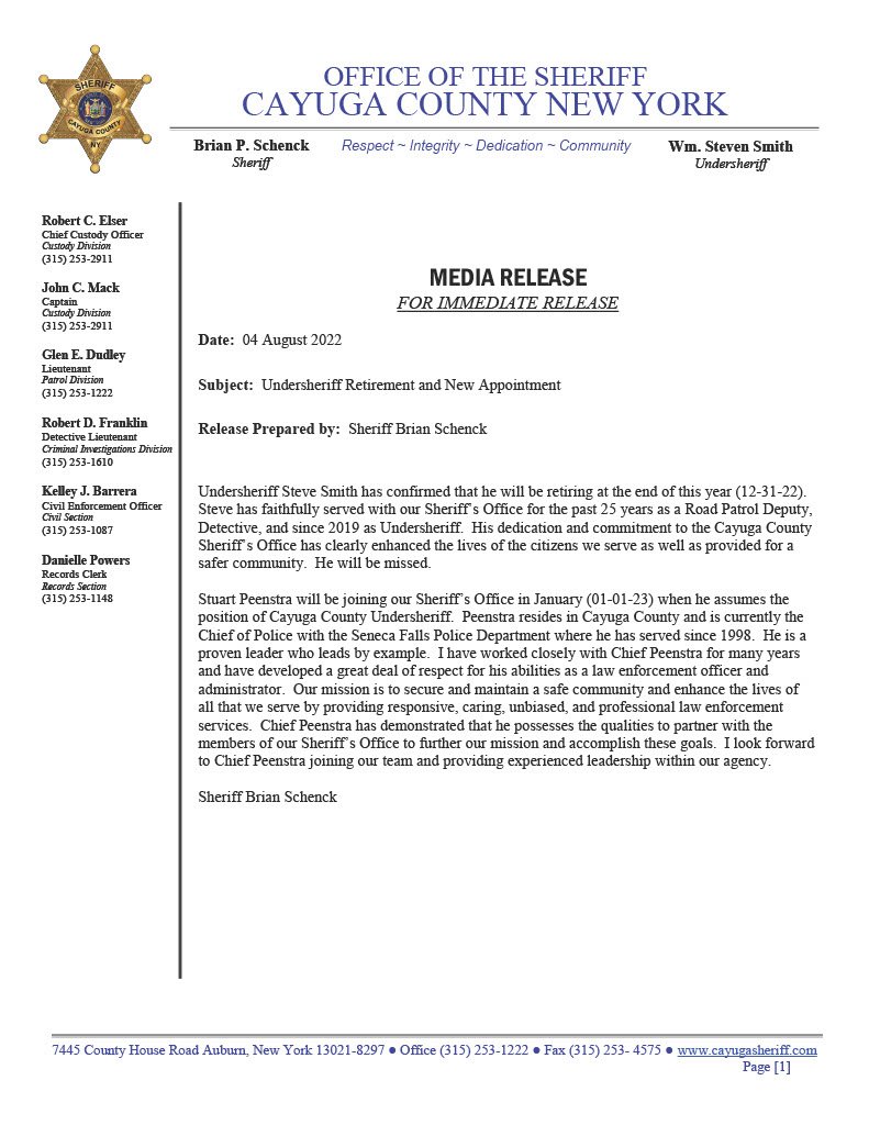 Cayuga County Sheriff's Office tweet media