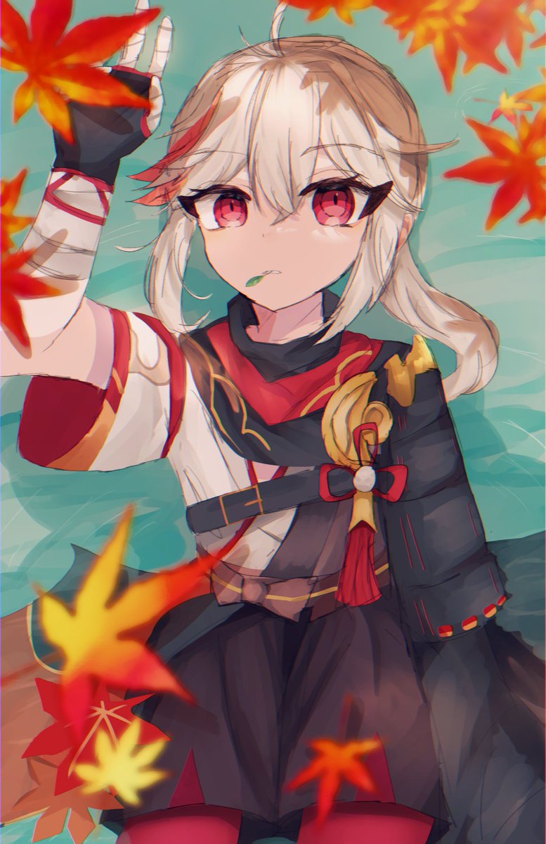 落葉　#原神　#楓原万葉
(制作過程はリプに貼ります🍁)