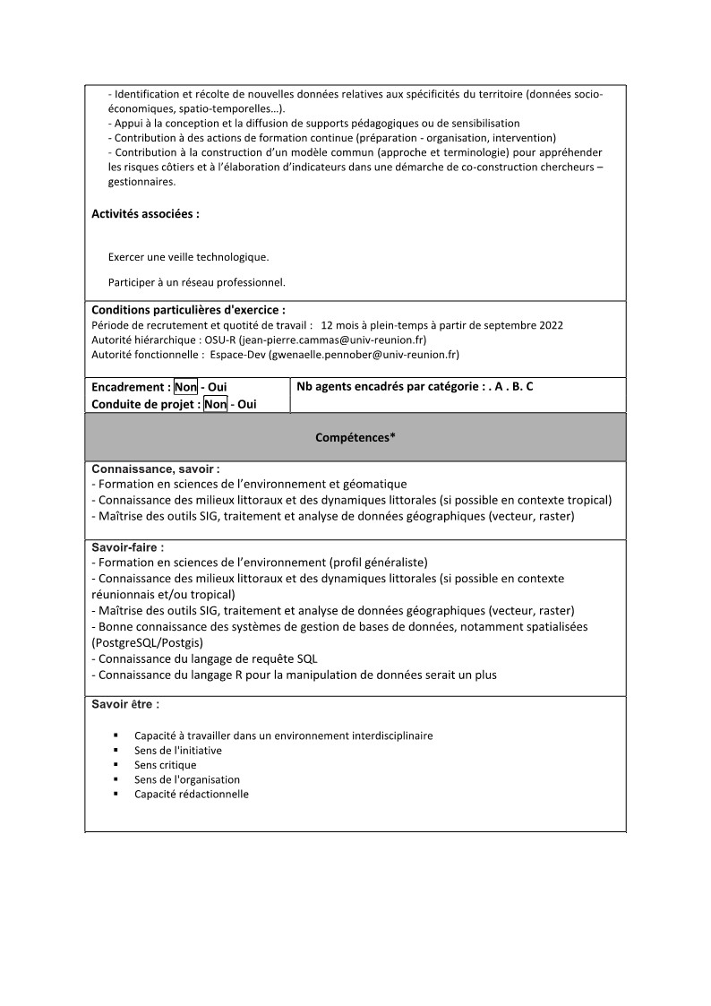 L'OSU-Réunion recrute un Ingénieur d'Etude pour contribuer à la mise en place de l'Observatoire du Littoral à La Réunion (partenaires: DEAL_Réunion, @INSU_CNRS  <a href="/Univ_Reunion/">Université de La Réunion</a>  @IUEM_Brest <a href="/BRGM_fr/">BRGM</a>).  #environnement, #risquesnaturels et #anthropiques