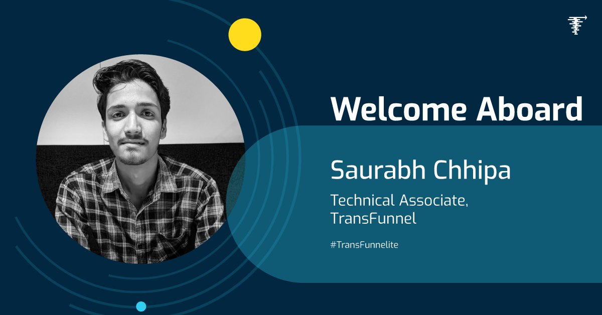 transfunnel's tweet photo. Welcoming Saurabh Chhipa to the TransFunnel family! Now a proud TransFunnelite, Saurabh has joined us as Technical Associate.
#transfunnel #TransFunnelite #newteammember #marketing #newjoinee #welcome #technicalassociate #designer https://t.co/ERIsKiYZYr