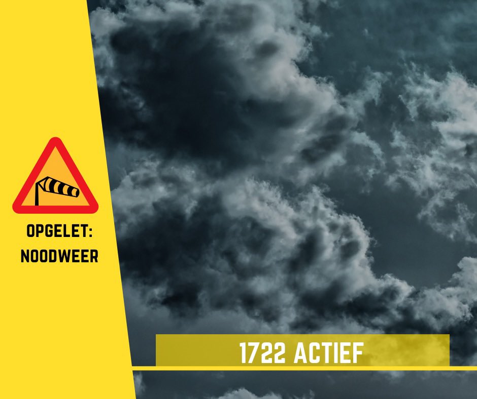 ℹ️☎️ Het KMI voorspelt opnieuw regenweer: 1722 is actief!
- voor niet-dringende brandweerhulp, bel het nummer 1722 of contacteer de brandweer via 1722.be
- is er iemand in levensgevaar of is er brand, bel onmiddellijk 112