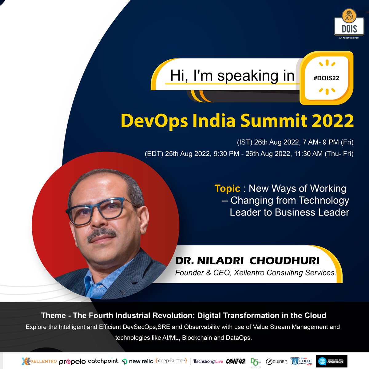 DevOpsIS's tweet photo. With great pleasure we introduce Dr.Niladri  will be the  speaker at the DevOps India Summit in 2022.He presents new ways of working - technology leader turned business leader
To register DOIS2022 visit -  https://t.co/gCAT4OeU3N
#digitaltransformationroadmap #industry4.0 https://t.co/kKVag3jUFA