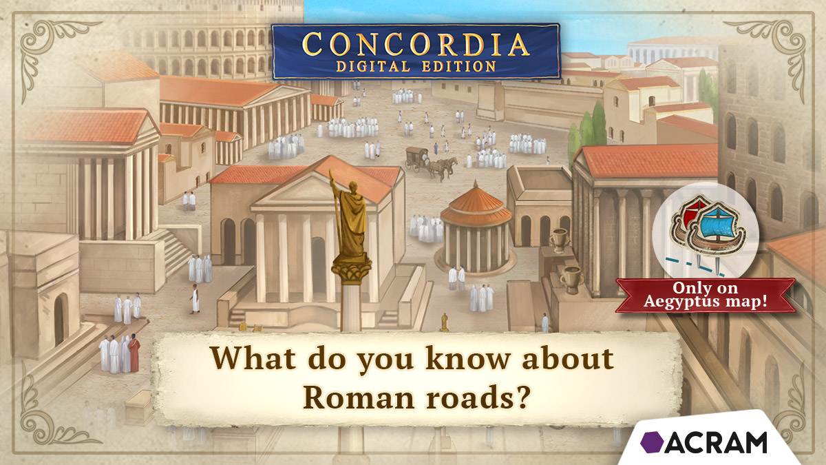 acramdigital's tweet photo. There is a saying “All roads lead to Rome”. Roads in Aegyptus must be really good because there you can move your Colonist to the route occupied by other players. 👫 The road is big enough for everyone!  #Acram #Concordia #boardgame #boardgames https://t.co/I1dLk12b8G