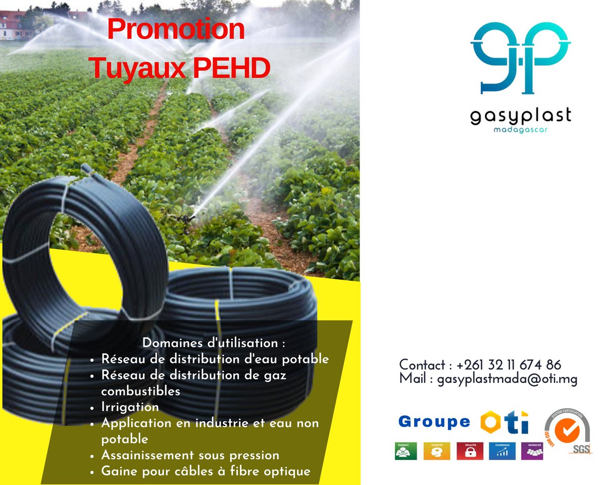 GasyplastM's tweet photo. #promotion #Tuyaux #PEHD😊
#Gasyplast
Contact : +261 32 11 674 86 https://t.co/EbqnVhkcjJ