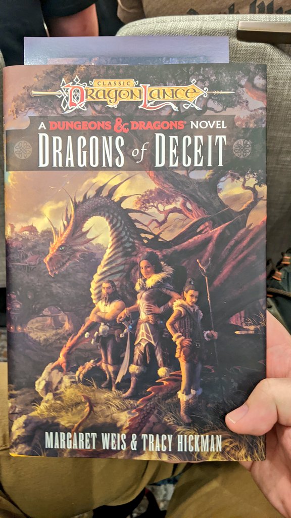 What a fantastic way to start Gen Con! Woke up early for the official communication Unboxing of Dragons of Deceit - a new Classic Dragonlance novel!

<a href="/WeisMargaret/">Margaret Weis</a>
<a href="/trhickman/">Tracy Hickman</a>

#classicdragonlance #dragonlance #rpg #ttrpg #dnd