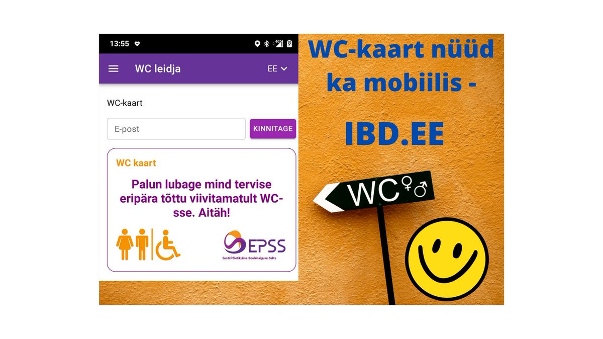 JanekKapper's tweet photo. WC-kaart nüüd ka mobiilis! Kõik PUUDED ei ole nähtavad! Toilet-card now also in 📲 Not all disabilities are visible!
#ibdwarrior #ibdawareness
#wckaart #epss #notalldisabilitiesarevisible
#kõikpuudedeiolenähtavad #efcca
https://t.co/C1fEdqolWH https://t.co/uTeJgh6Qyx