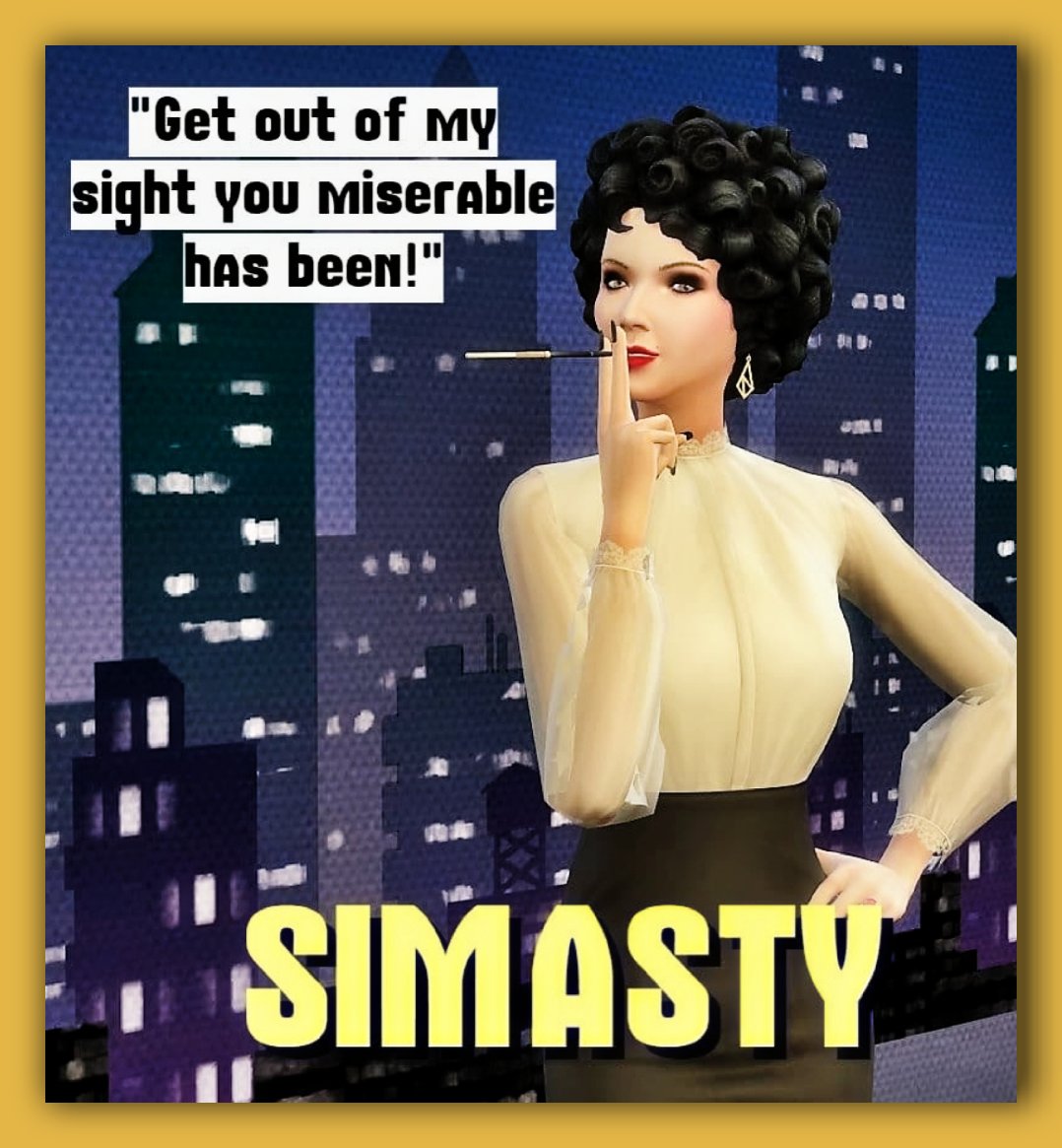 SimastySims's tweet photo. Simasty promo shot from way back when using one of #80sdynasty Alexis Colby's classic put downs. All credit to the talented CC creators out there who made this pose & look possible.
https://t.co/M0ppU53UIQ
#alexiscolby
#ShowUsYourSims #simstagram https://t.co/SywrZBF6z3