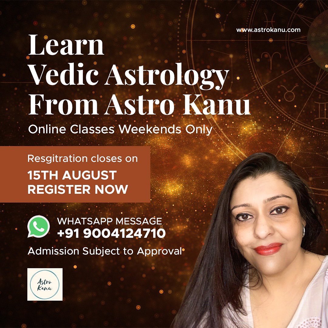 AstroKanu's tweet photo. Registration Closes 15th of August ‼️
E mail Now to apply
#astrokanu #vedicastrology #learnastrology #astroclass #vedicastrologer #astrology https://t.co/Q5BYhUxXby