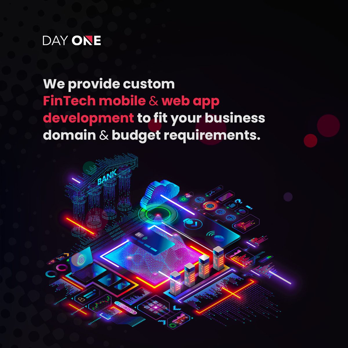 Our skilled experts provide full-cycle custom FinTech mobile and web app development to fit your business domain and budget requirements. Learn more: tinyurl.com/2r4fcvwv #appdevelopment #dayone #dayonetech #fintech #fintechapp #fintechsolutions #fintechservices