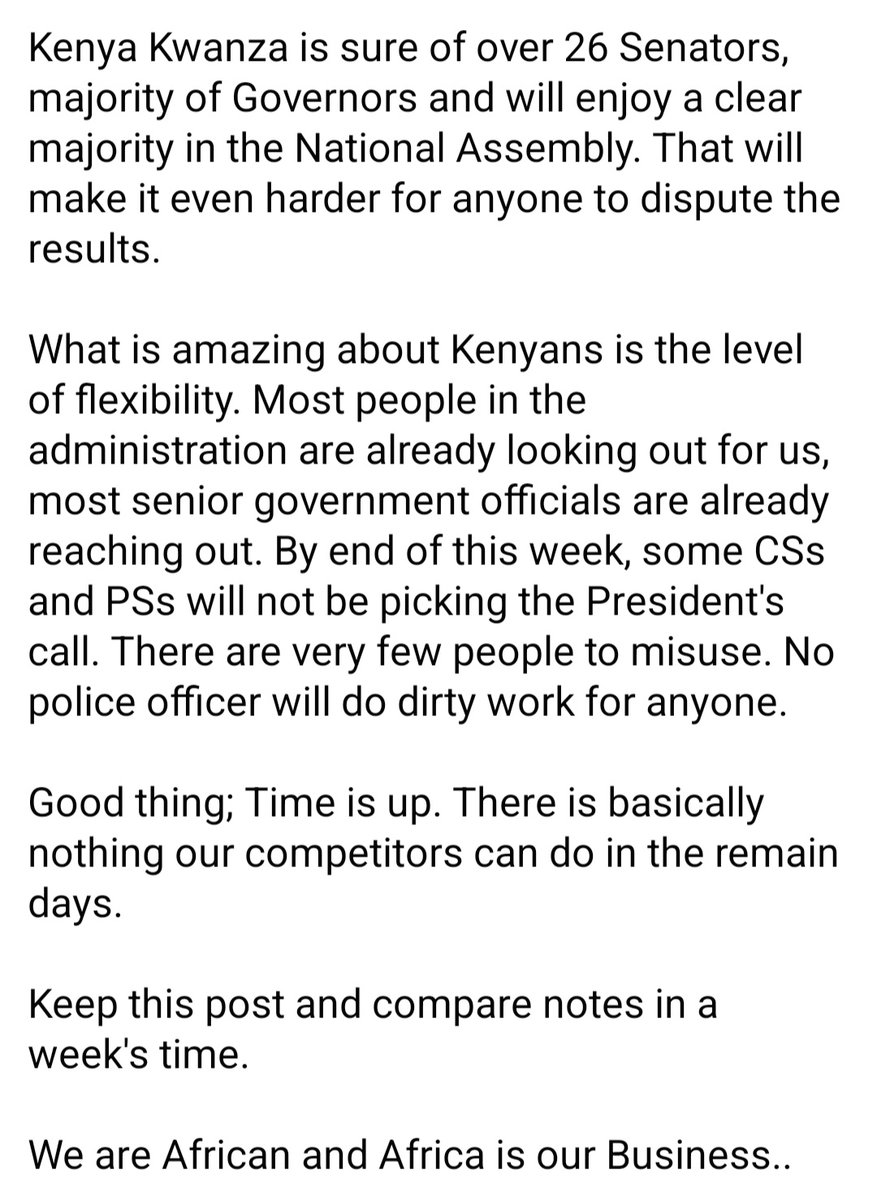 TUESDAY 9TH:

We are African and Africa is our Business..