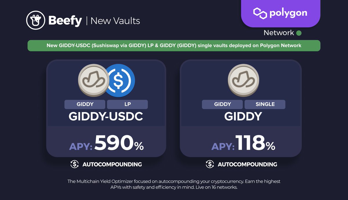 What did the horse say when it fell over?

"Help I've fallen and I can't giddyup!" 🐴

🤠 $GIDDY - $USDC LP: 590% APY
👉 app.beefy.com/vault/giddy-gi…

🤠 $GIDDY: 118% APY
👉 app.beefy.com/vault/giddy-gi…

<a href="/giddydefi/">Giddy</a> #polygon