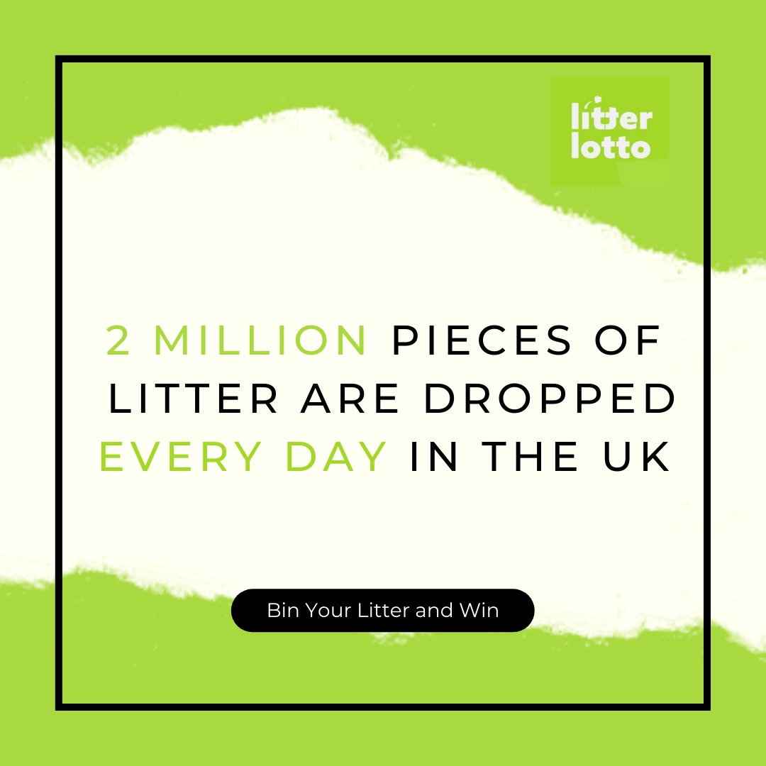 Two million bits of litter is dropped every day in the UK - which means 23 items are dropped every single second. Why not use the LitterLotto app to bin your litter, and have the chance to win big every time? #litter #litterlotto #LitterPicker #RubbishStats #GetCollecting #Win