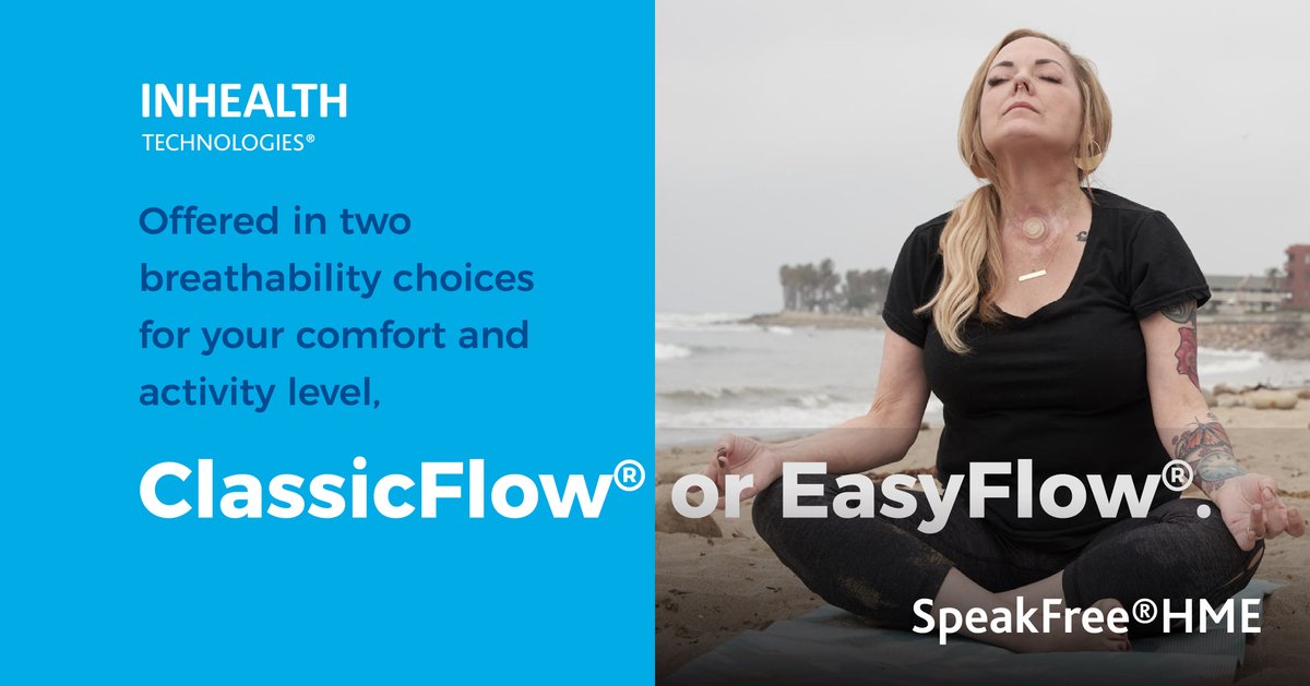 InhealthT's tweet photo. The #Blom-Singer® #SpeakFree® #HME Hands Free Valve with ClassicFlow® and EasyFlow® #HMEs. Two flow options to make breathing easier, whatever your daytime activity or lifestyle. Choose your flow and go! To learn more, visit https://t.co/I0SOEQTGjK. https://t.co/3BrYhvHup9