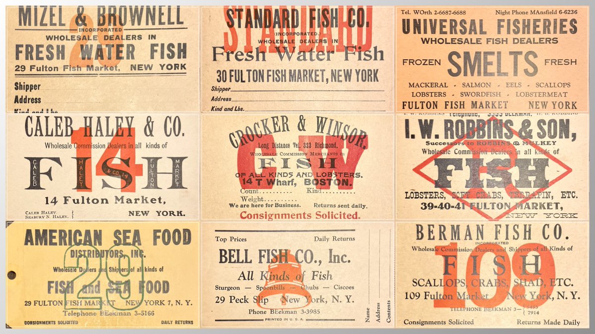 Labels from Fulton Fish Market, New York, early c20th
#NYC