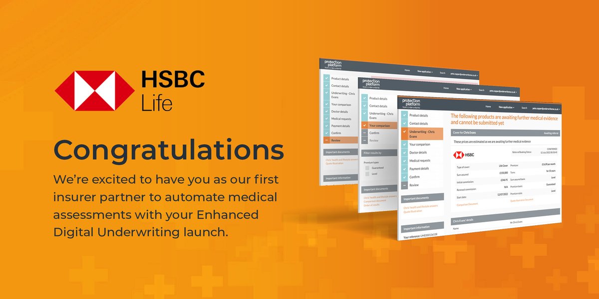 We’re always experimenting new tech ideas and partnerships to make buying protection easier. After months of planning, trialling, and testing, we're excited to announce our partnership with <a href="/HSBC_UK/">HSBC UK</a>  and <a href="/squarehealthltd/">Square Health</a> to launch the automation of exams and bloods. 🎉 #Insurtech