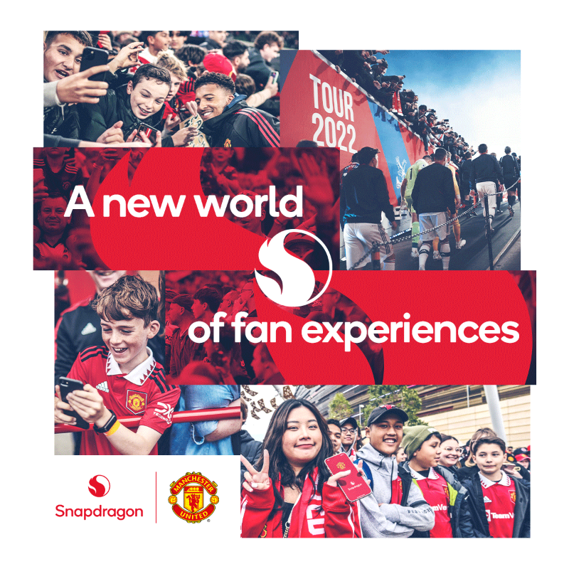 ManUtd's tweet photo. Welcome to the family, @Snapdragon! 🤝

We're excited to unleash the power of Snapdragon technology and deliver a new world of fan experiences. 

#MUFC || #Snapdragon