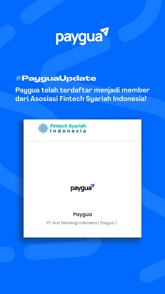 payguacom's tweet photo. #PayguaUpdate
Sekarang Paygua sudah resmi menjadi member dari Asosiasi Fintech Syariah Indonesia (AFSI) 🥳

#startupindonesia #startupinfo ️ https://t.co/gaNWwptgXF