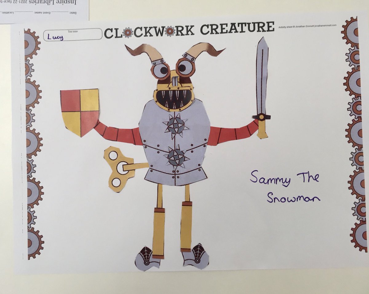 JonathanEmmett's tweet photo. Some terrific clockwork creatures (and one car) created at this morning’s ⁦@NottsLibraries⁩ #TheClockworkDragon event at Mansfield Library. Looking forward to seeing more at Sutton-in-Ashfield Library this afternoon.
⁦@ElysDolan⁩ ⁦@OxfordChildrens⁩ https://t.co/WPrVaq1Dv9