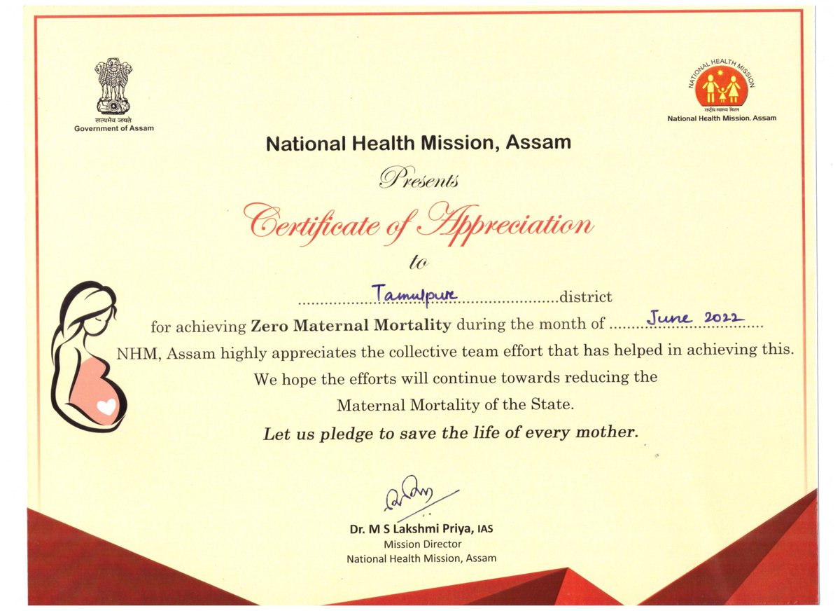being_bibhash's tweet photo. #Achievement | Thank you to all the Health Workers of Tamulpur District for the enormous assistance in achieving the goal of zero maternal mortality.
@nhm_assam @keshab_mahanta @CMOfficeAssam
@samirsinha69 @MoHFW_INDIA @PramodBoroBTR @diprassam @mygovassam #ZeroMaternalMortality https://t.co/1DYGkFDVRG