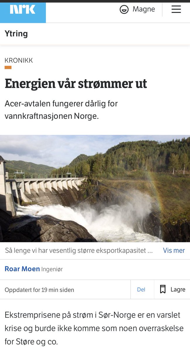 Magne Andresen (@magneandresen) on Twitter photo Nei
Det var ikke en varslet krise at Putin skulle starte en krig i Europa
At noen ytret at Acer og utenlandskabler ville gi monsterpriser av andre grunner er ikke varsling av denne krisen Nei
Det var ikke en varslet krise at Putin skulle starte en krig i Europa
At noen ytret at Acer og utenlandskabler ville gi monsterpriser av andre grunner er ikke varsling av denne krisen
