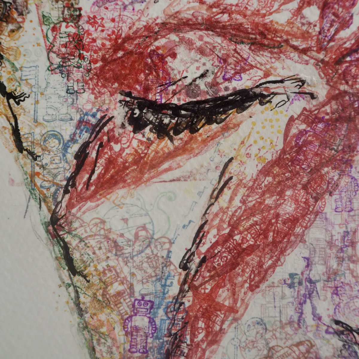 pauljessettart's tweet photo. Ziggy Stardust. Hand stamped with space themed rubber ink stamps and ink on A2 paper. Always a pleasure. Please zoom in. https://t.co/oGd4CXcMwe. David Bowie #davidbowie #ziggystardust #ziggy #art #artist #artwork #portrait #musiclegend #stampwork #starman https://t.co/umCvJve8dB