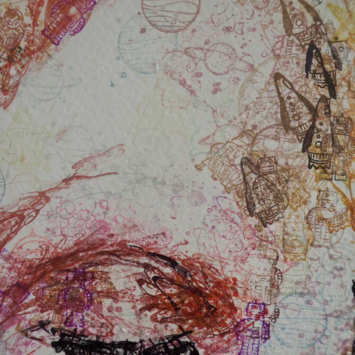 pauljessettart's tweet photo. Ziggy Stardust. Hand stamped with space themed rubber ink stamps and ink on A2 paper. Always a pleasure. Please zoom in. https://t.co/oGd4CXcMwe. David Bowie #davidbowie #ziggystardust #ziggy #art #artist #artwork #portrait #musiclegend #stampwork #starman https://t.co/umCvJve8dB