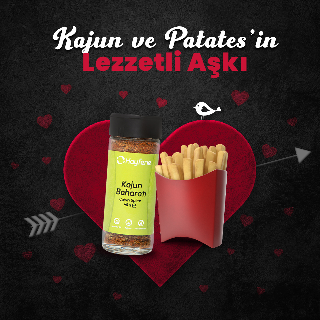 Aşk hikayeleri dillere destan olan, nesilden nesle geçen bir hikaye: Kajun ile Patates. 🧂🍟 Herkesin aşık olduğu Patates Kızartması gönlünü bizim Hayfene Kajun’a kaptırmış.❤️