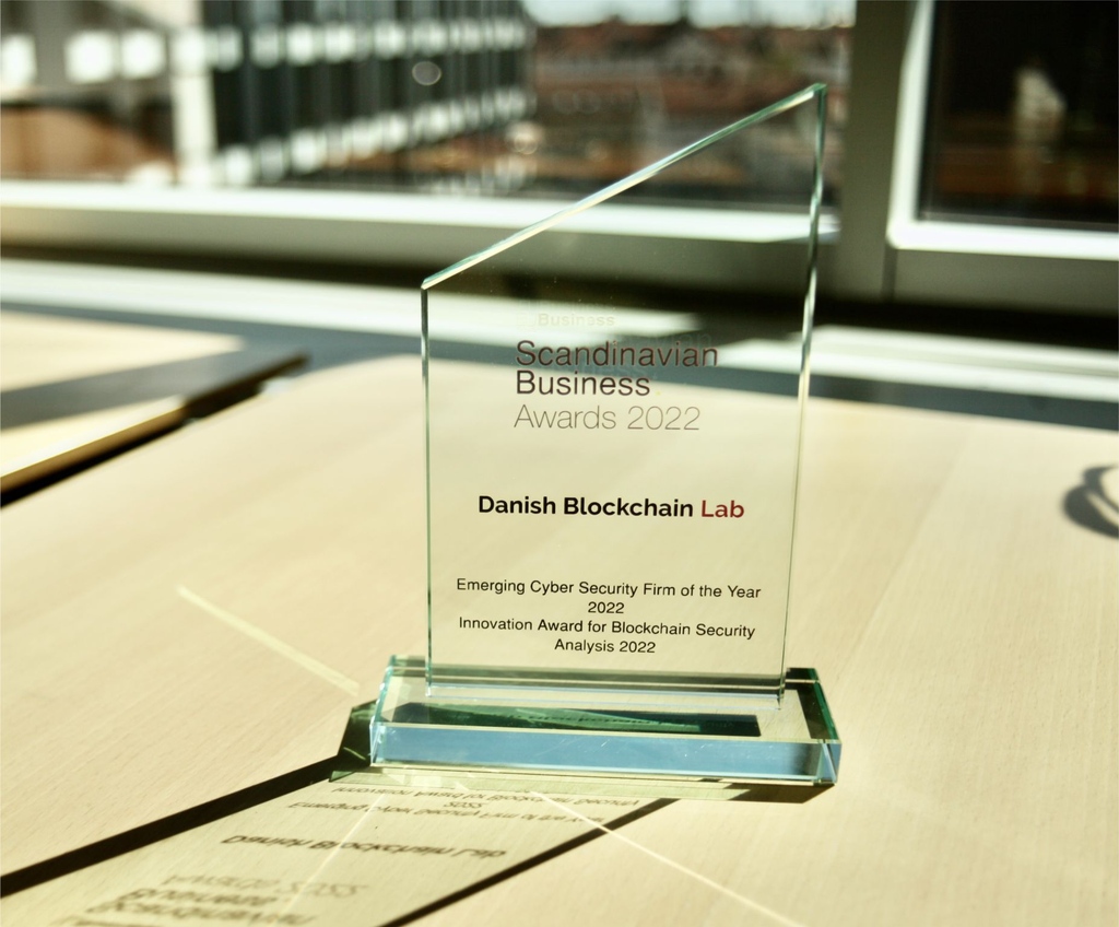 DKBlockchainLab's tweet photo. We are thrilled to have been recognized by @EUBusinessNews as: Emerging Cyber Security Business of the Year 2022
Innovation Award for Blockchain Security Analysis 2022
It is a great honor to receive these awards!
#DBCL #DanishBlockchianLab #blockchainsecurity https://t.co/NKveDngYkU