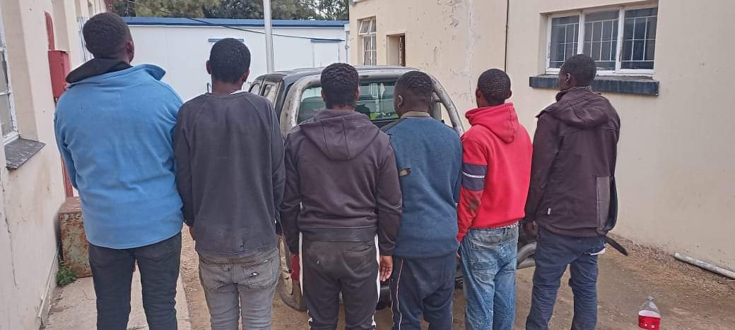 Veetra__'s tweet photo. The joint activation by police, private security and farmers led to the arrest of six foreign nationals in Marquard, found with eight stolen network batteries. 

They are facing charges of contravention of immigration Act, possession of stolen property &amp; damage of infrastructure. https://t.co/Fl0qNmytZi