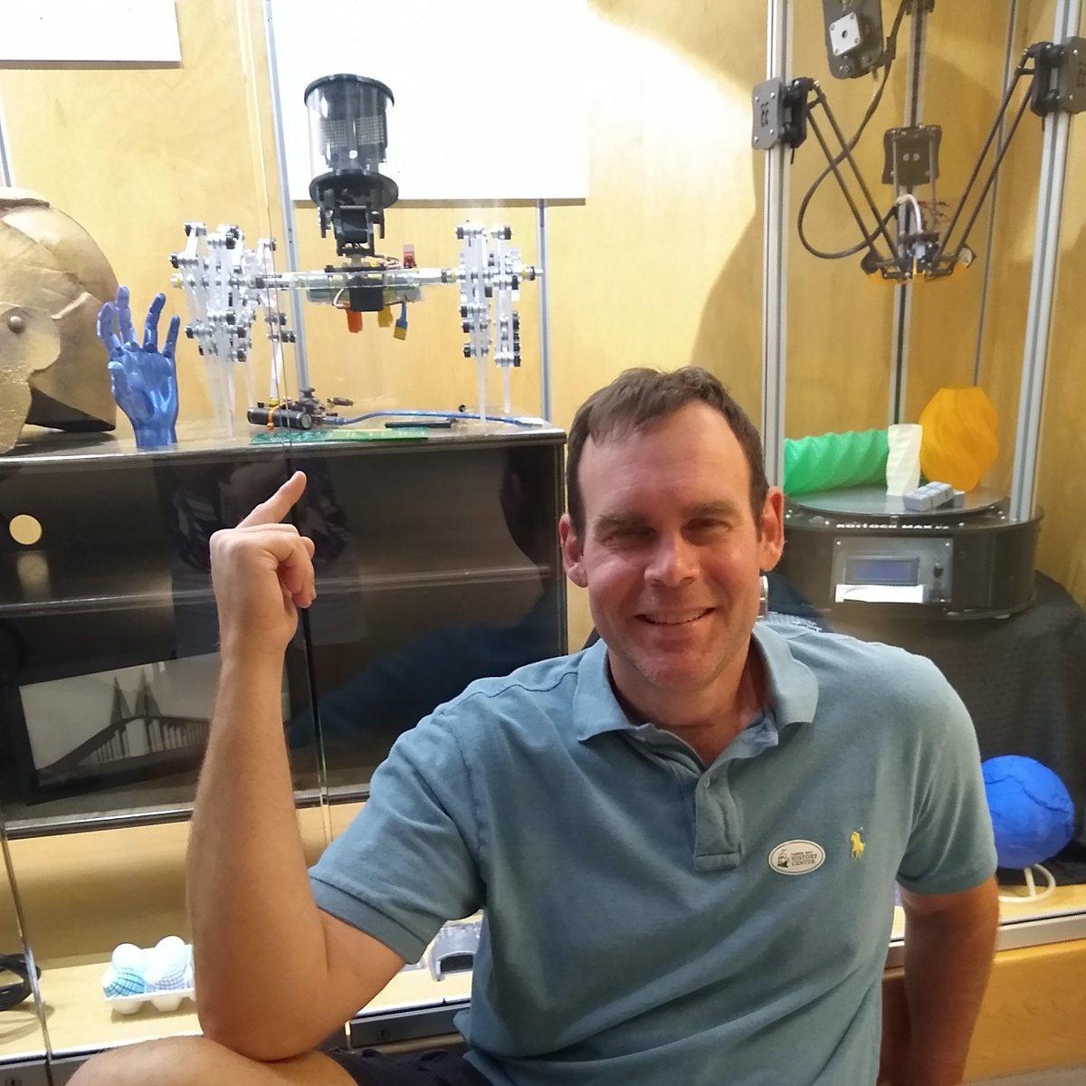 Neat to see my ClearCrawler strandbeest on display <a href="/TampaBayHistory/">Tampa Bay History Center</a> along with other creations from <a href="/HackTampa/">Tampa Hackerspace</a>