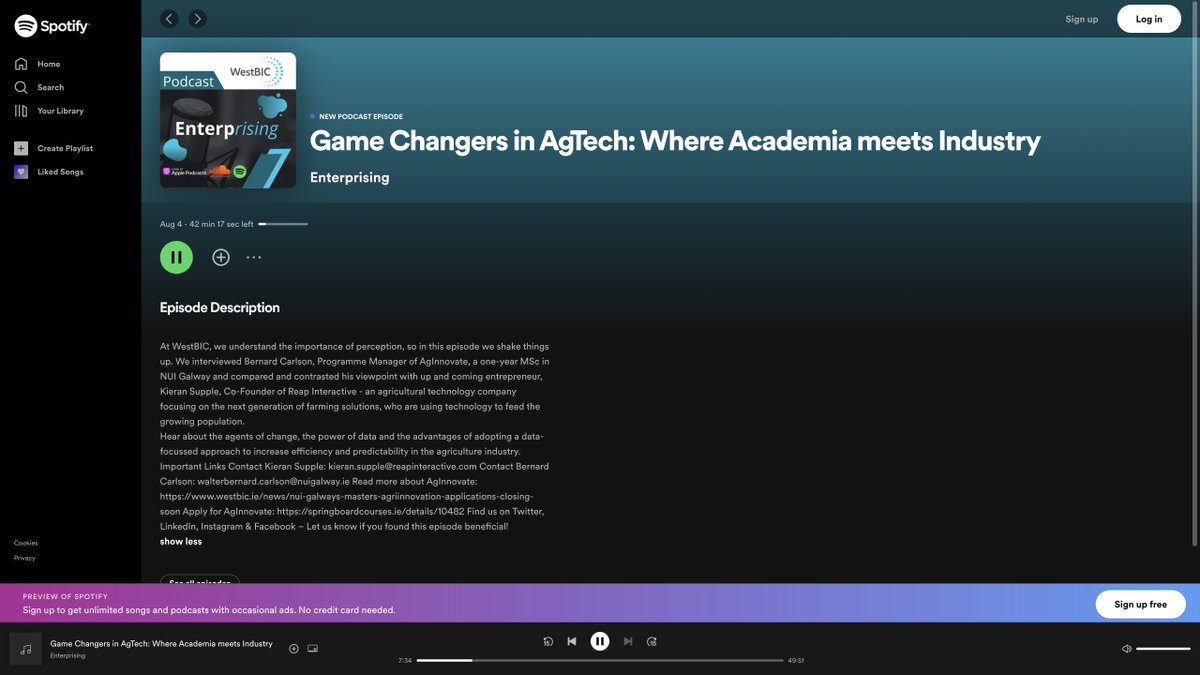 Have a listen to this <a href="/West_BIC/">WestBIC</a> podcast, Game Changers in AgTech: Where Academia Meets Industry, with Bernard Carlson, Programme Manager of <a href="/AgInnovate/">AgInnovate 🐄🥔🐑🌾</a>, a one-year MSc in @NUIGalway, and <a href="/ReapInteractive/">Reap Interactive</a> open.spotify.com/episode/6xlLuF…

(Apply now for this MSc at springboardcourses.ie/details/10482)