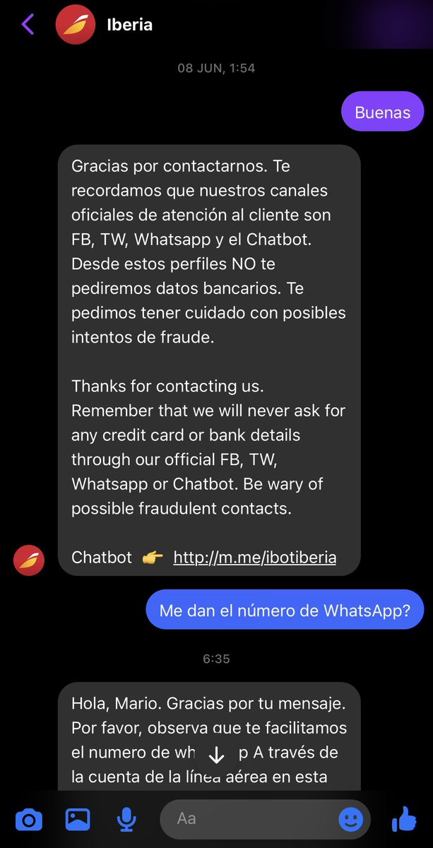 MarioMartinM's tweet photo. @Iberia se ve que el chatbot estaba de vacas, casi dos meses después… https://t.co/qpIWnXn0vf