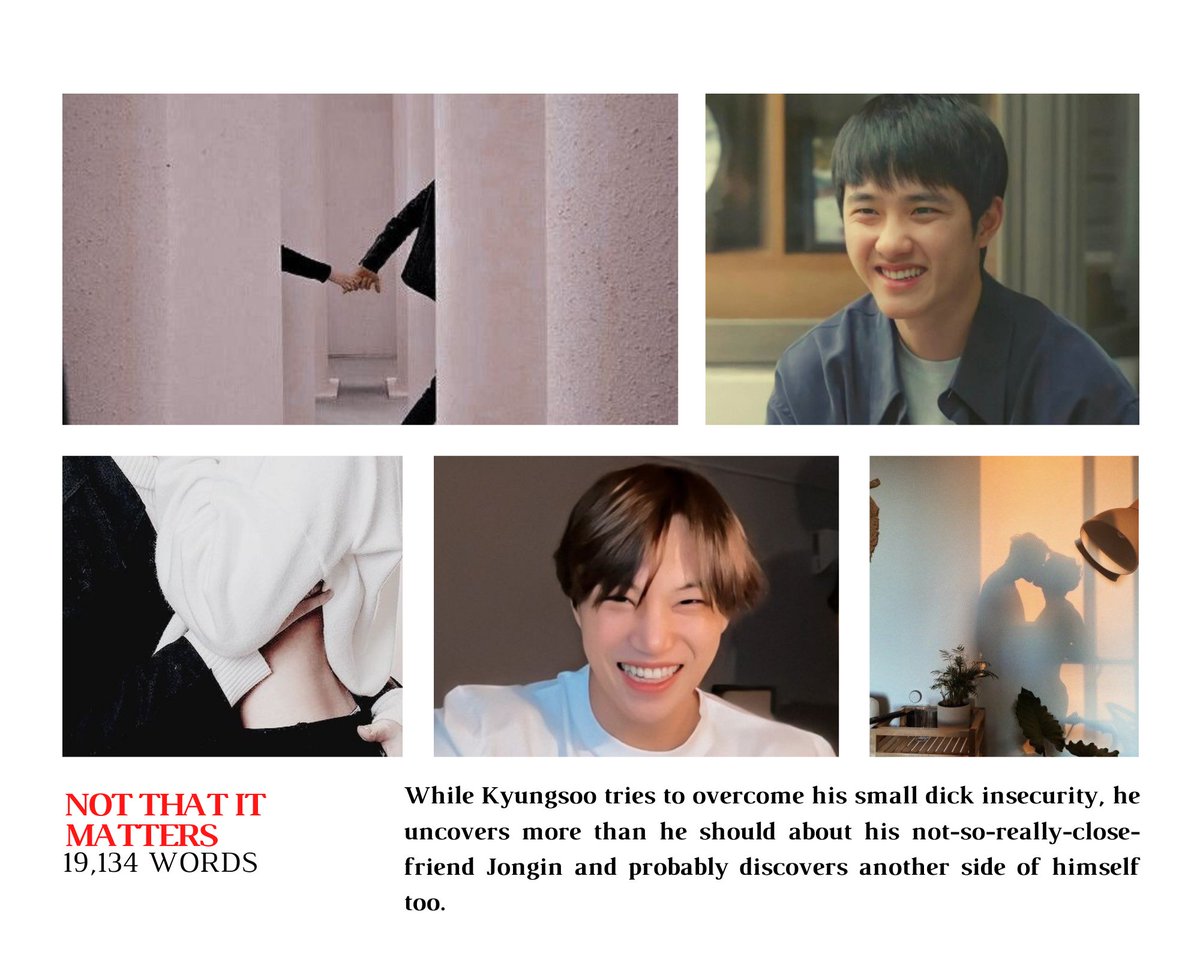 #TeamCream SELF-PROMPT: Kyungsoo is insecure about his small dick and his roommate happens to be big.

• kaisoo
• explicit
• friends to lovers, first time, fluff

archiveofourown.org/collections/Bo…