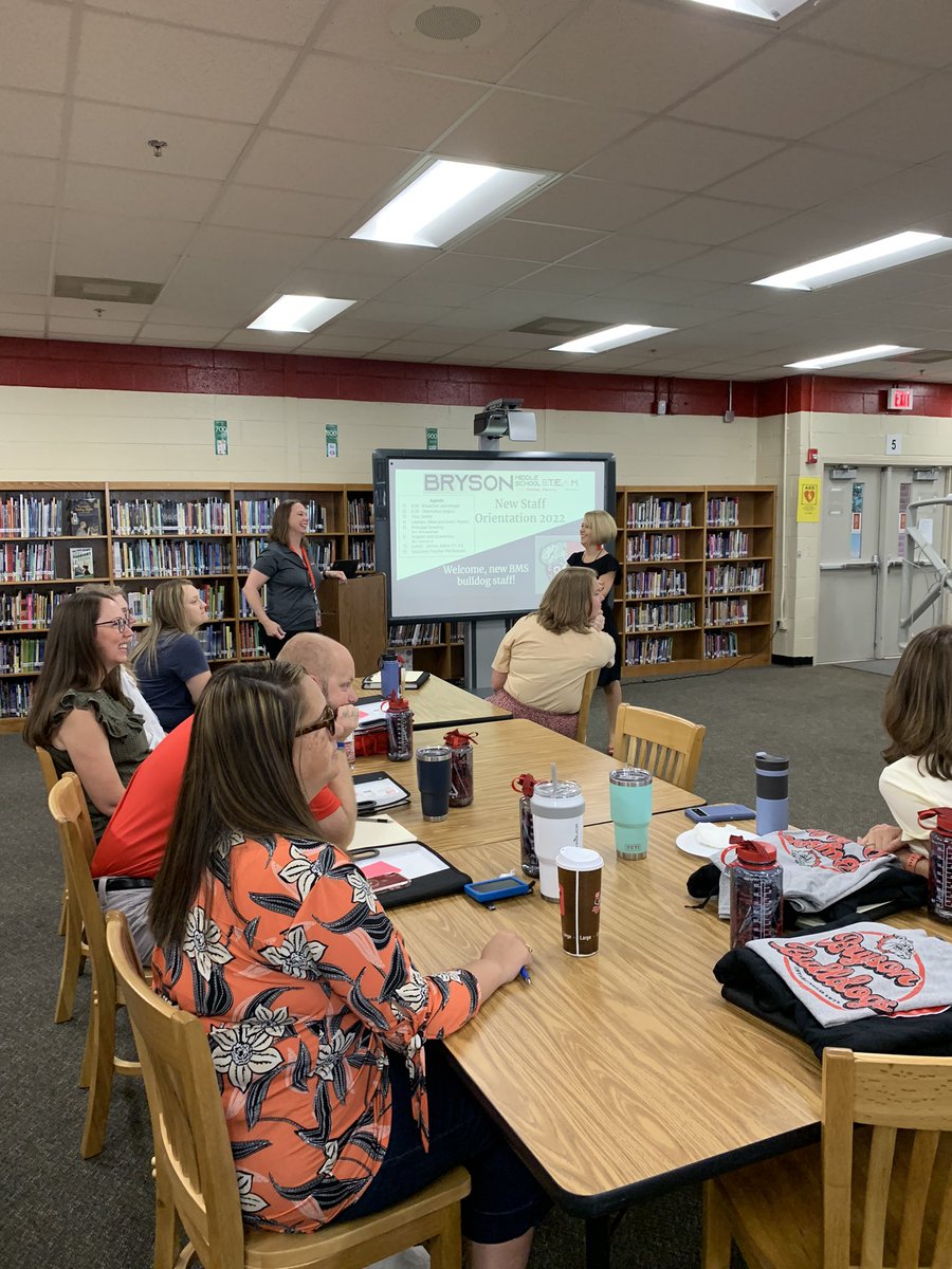 Bryson_MS's tweet photo. Our new teachers and staff are here for orientation in preparation for the 2022-23 school year! We are so happy they are here!! #BMSStrong https://t.co/v91aCTnZ4j