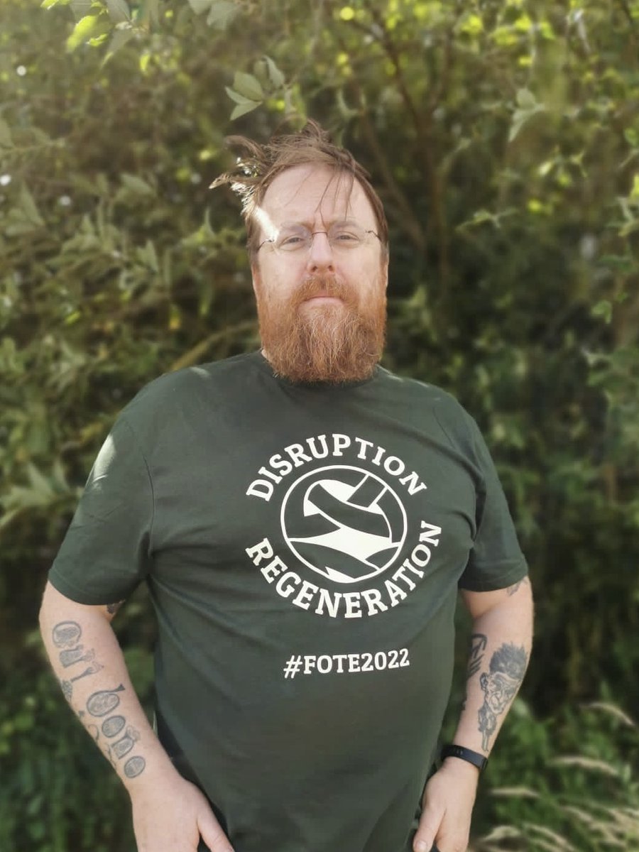 New #FOTE2022 design. 

T-shirt modelled by the FOTE Team 😀

Jp McMahon (<a href="/mistereatgalway/">Dr. Jp McMahon</a>)
Abigail Colleran (<a href="/abigailcolleran/">abigail colleran</a>)
Edel McMahon (<a href="/edelmcdesign/">Edel McMahon</a>)

The symposium will centre around the themes of Disruption and Regeneration this year.