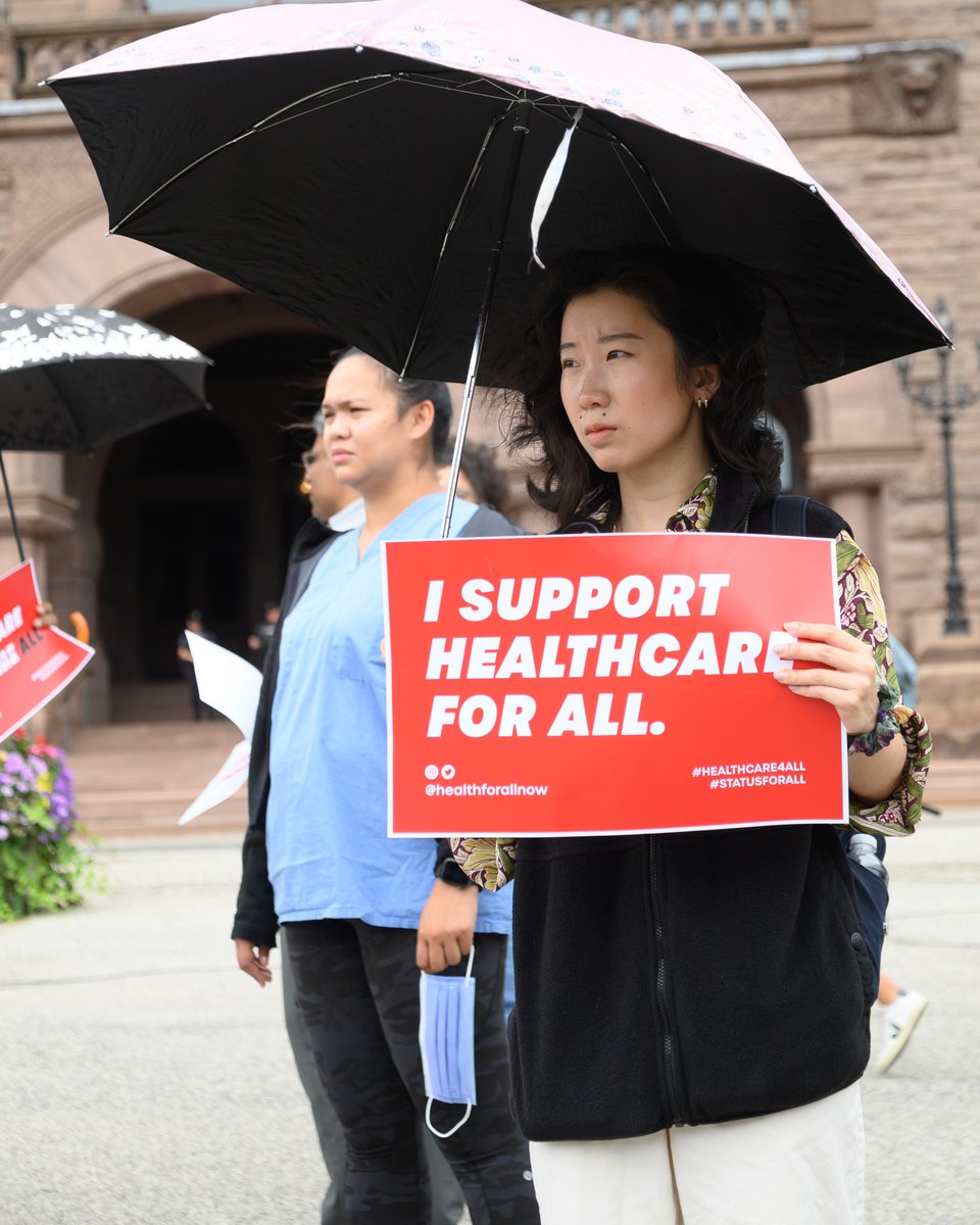 HealthForAllNow's tweet photo. 1/ ICYMI: 1000+ members of the health community &amp; 200+ organizations were represented at Queen's Park yesterday, delivering letter calling for PERMANENT #healthcare4all, regardless of immigration status. https://t.co/HggwDPoiUP