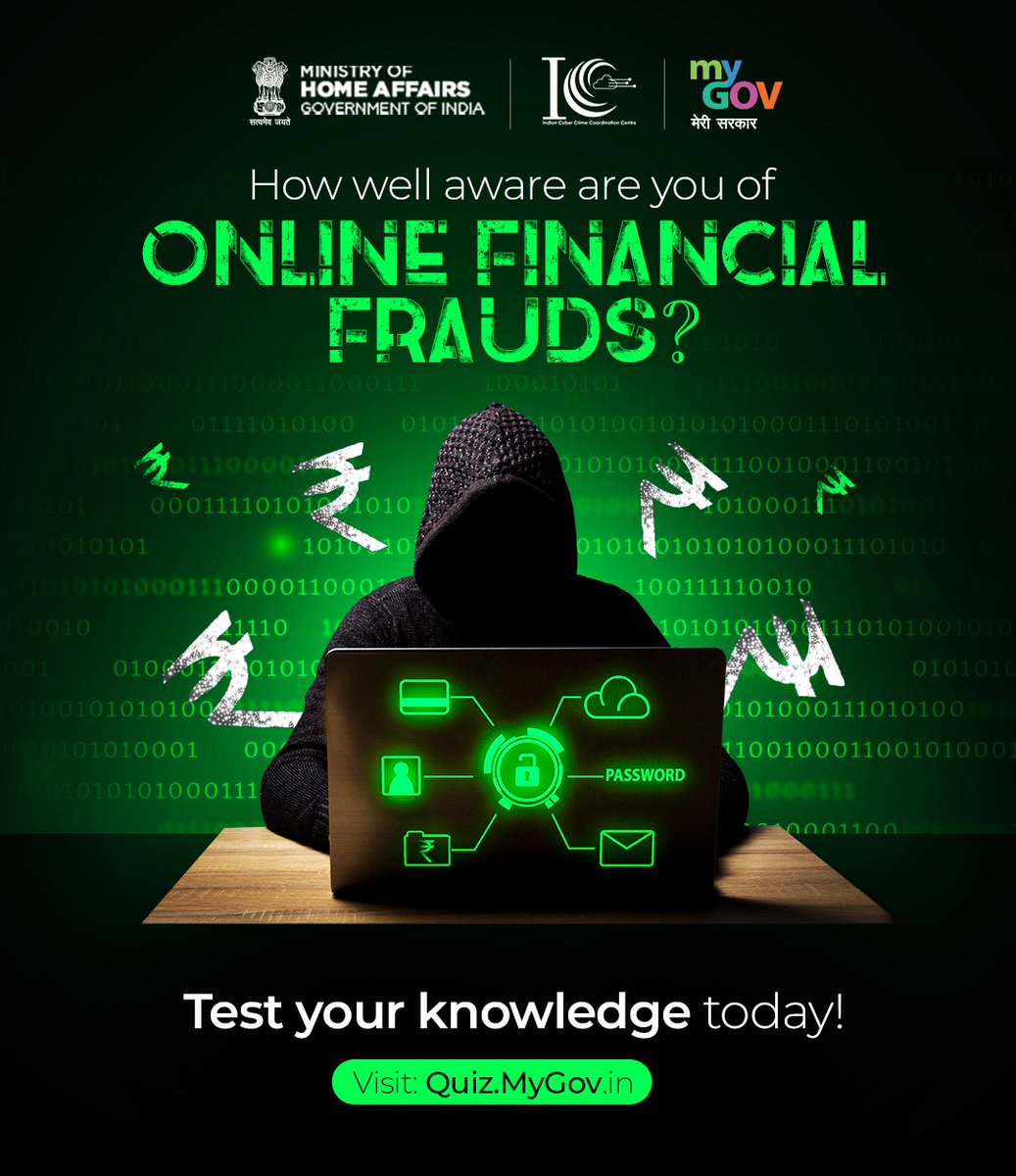 DChaanda's tweet photo. 5 Questions, 300 Seconds! Test your knowledge on cyber security!

Play the Quiz NOW : https://t.co/zvJKFeDg6e

@PIBHomeAffairs https://t.co/89QPHNdC99
@Cyberdost @Ccps_Rajasthan https://t.co/wqRFZLBPSa