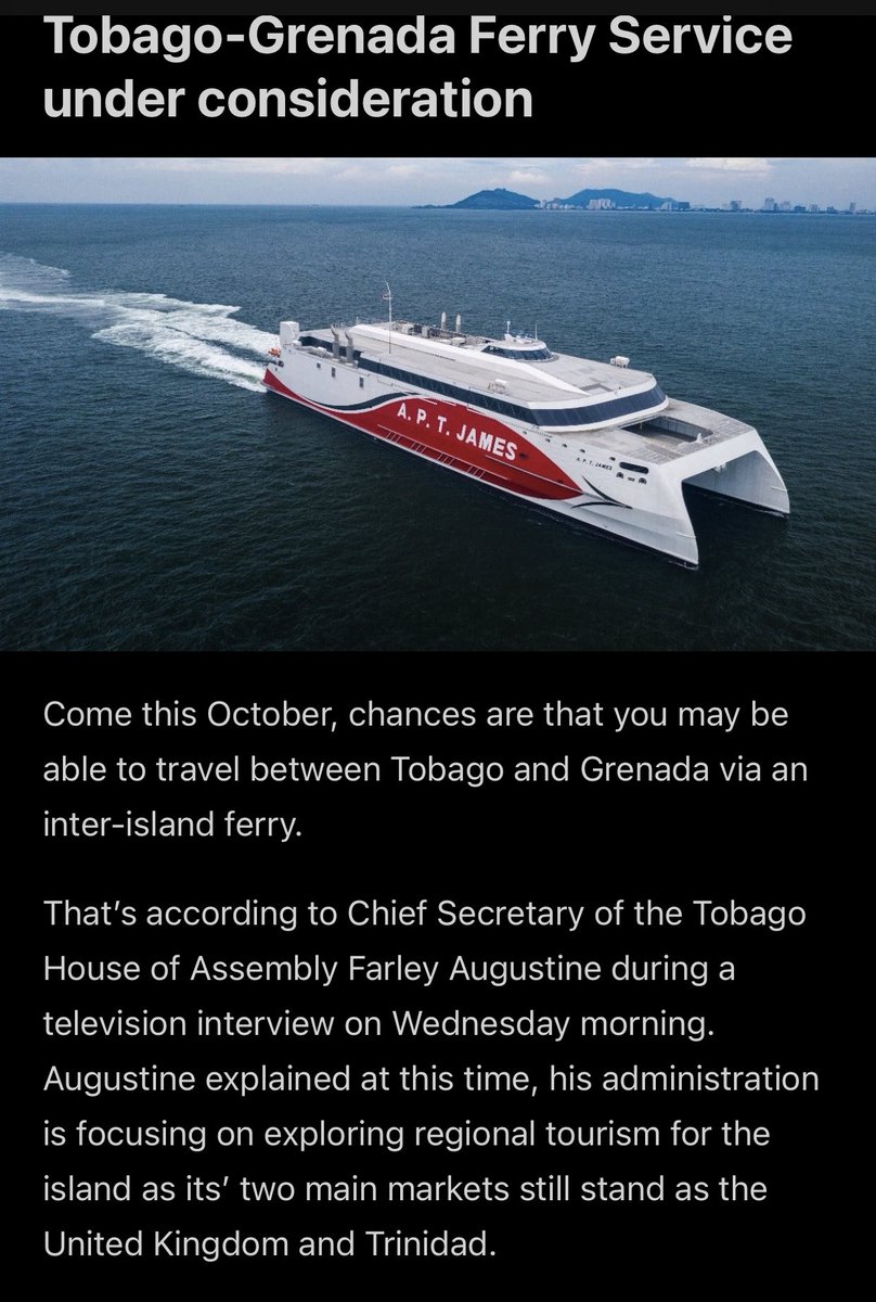 gottaluvness69's tweet photo. Tobago-Grenada Ferry Service under consideration | Loop Trinidad &amp; Tobago https://t.co/DiyUA5CG53 https://t.co/d1adHZmhkt