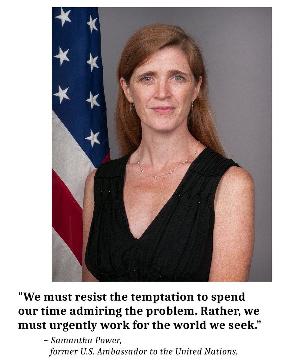 “We must resist the temptation to spend our time admiring the problem. Rather, we must urgently work for the world we seek.”
~ Samantha Power, former U.S. Ambassador to the United Nations

#catalyticthinking #strategicplanning #problemsolving
