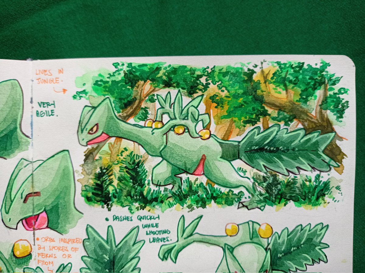 burr_gundy's tweet photo. Sceptile🌿🦎
-Sceptile has seeds growing on its back. They are said to be bursting with nutrients that revitalize trees. This Pokémon raises the trees in a forest with.
#pokemon #journal #sketchbook #visualstudy #conceptart #sketch #art #sceptile #hoenn https://t.co/rZAotgMzeu