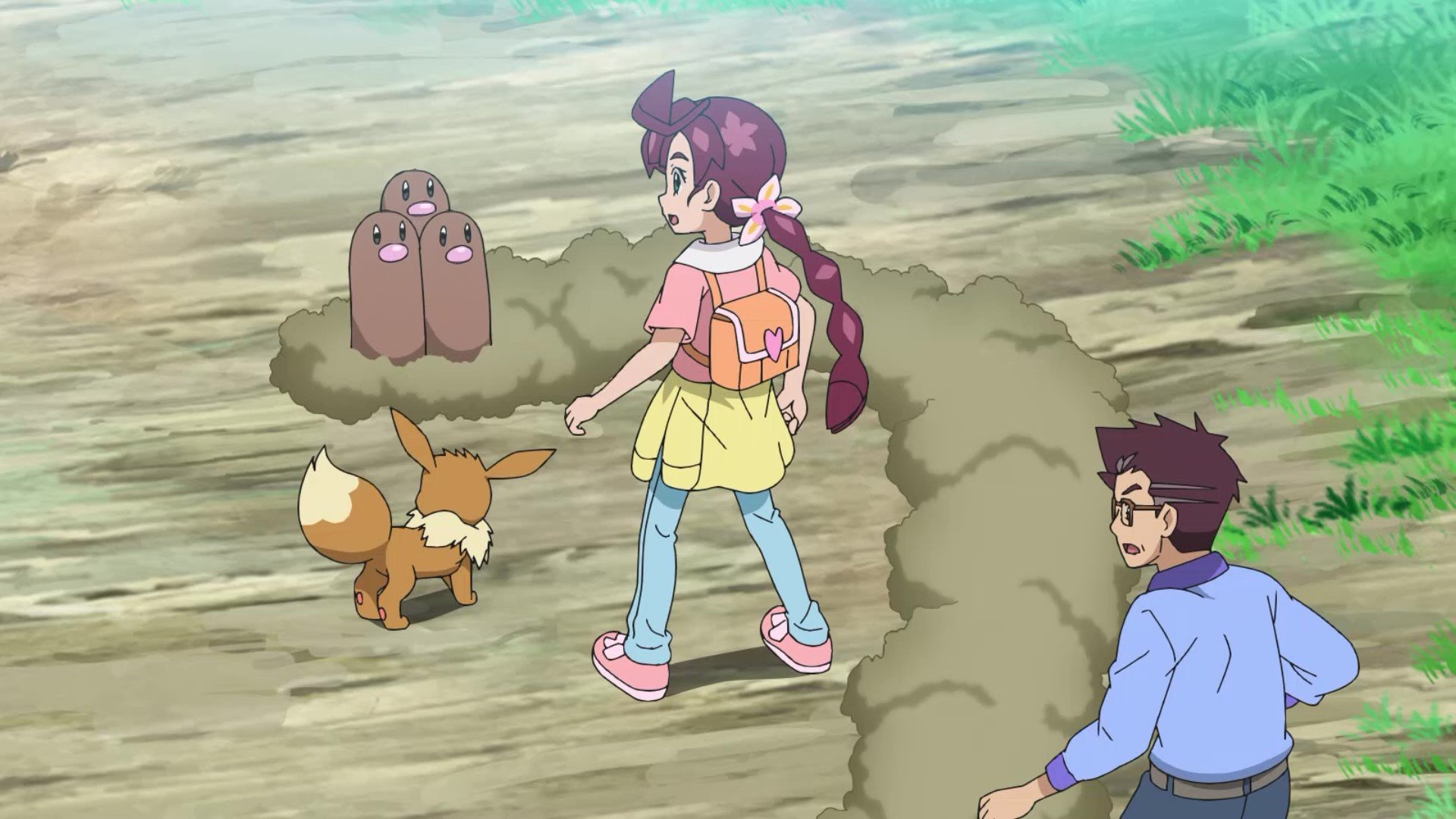 アニメ ポケットモンスター 公式 アニポケ ハイライト サクラギ所長がコハルを連れて行ったのは ダグトリオ ドードリオ などが暮らす森 コハルも イーブイ も たくさんのポケモンたちに興味津々です そして サクラギ所長は 少年時代に