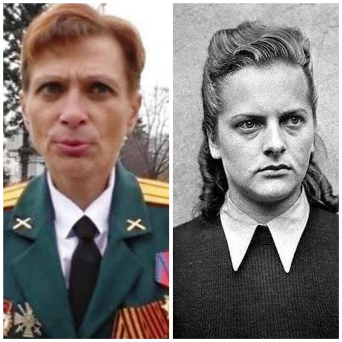 KorsasErik's tweet photo. 1/2
The #HeroOfRussia, Colonel Olga (#Korsa) #Kachura who was killed a few days ago, is actually pretty much a carbon copy of "#SSOberaufseherin" #IrmaGrese. Irma Grese was a #nazi and #SS soldier in the #AuschwitzBirkenau #exterminationcamp.
#Ukraine #russiaisaterrorisstate #Z https://t.co/9iGYrDN4FK