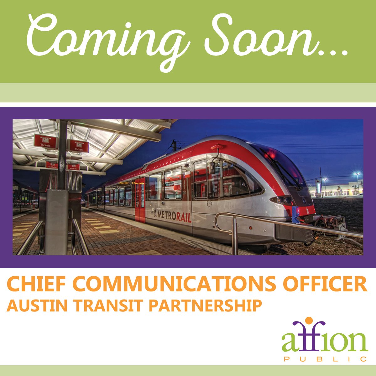 Affionpublic's tweet image. Keep an eye out for this great opportunity coming soon!
@ATP_org 
#austin #austintransit #transitpartnership #coo #cheifcommunicationsofficer #cheifcommunications #transit #bus #transportation