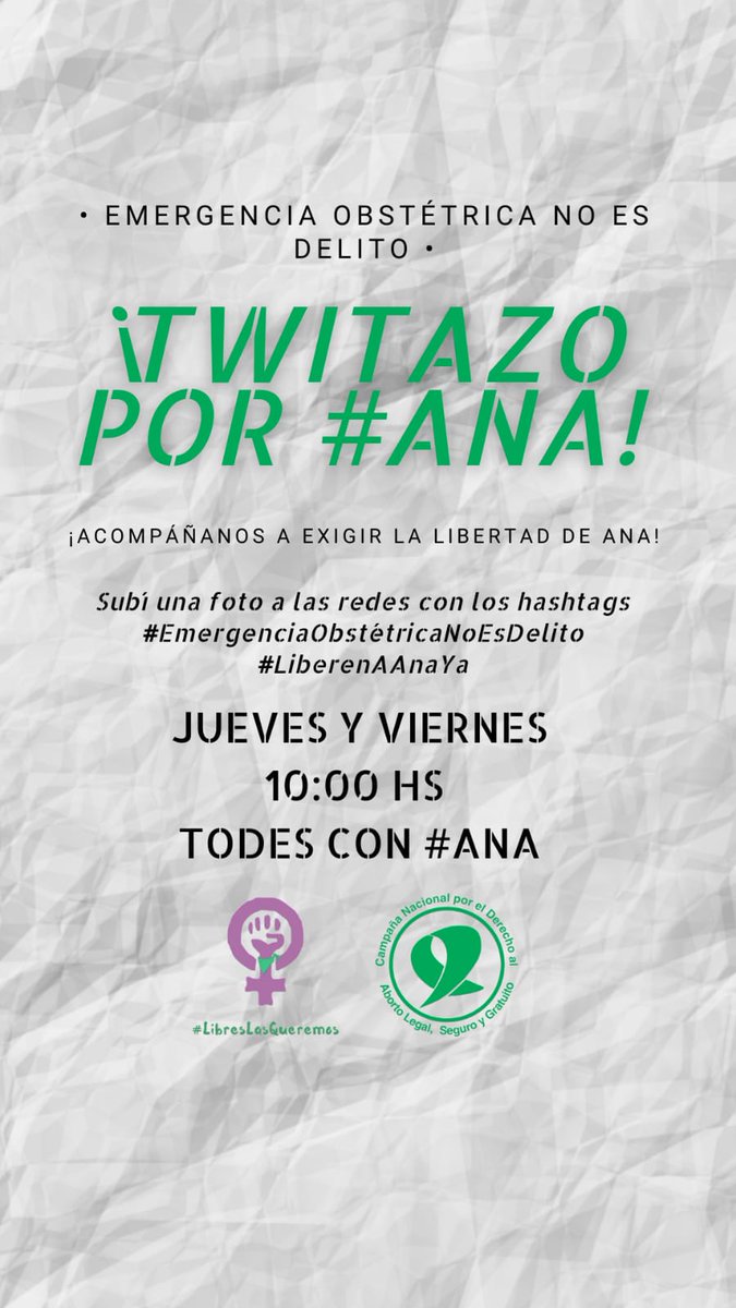 Chechus_86's tweet photo. Si no hacemos algo hoy, ahora. Si no levantamos nuestras voces Ana puede ser condenada a perpetua. Ana está presa por ser mujer y pobre. #LiberenAAnaYa #LibresLasQueremos https://t.co/nxfazkjT7c