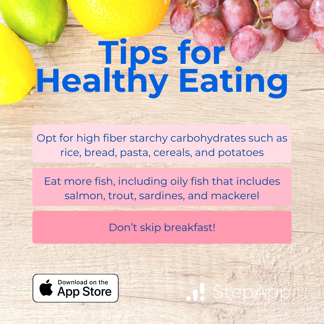 StepAppInc's tweet image. Tips for healthy eating 🥗

#theStepApp #StepApp #SelfImprovement #WellBeing #Productivity
