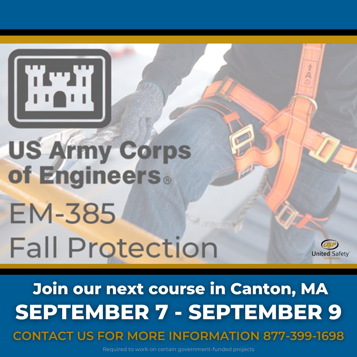 Our EM-385 Fall Protection course is now open for enrollment. This three day in-person course is located at our clinic in Canton, MA and runs from 8:00 am to 4:30 pm daily.
#em385 #fallprotection #fallprevention #osha #training #massachusetts #safety #safetyatwork
