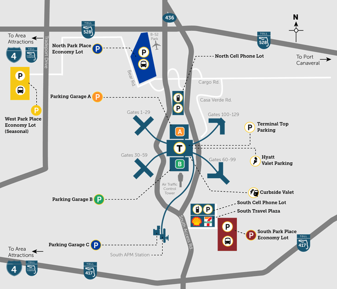 MCO Parking Map - Orlando International Airport MCO