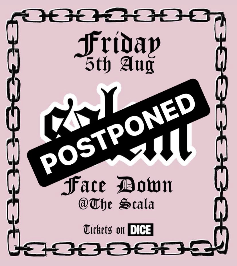 really sorry to have to announce that our show tomorrow at <a href="/facedownlondon/">Face Down</a> has had to be postponed due to Will coming down sick

this is the first show we’ve ever had to pull and it really really sucks, but sadly health has to come first 

thank you for your understanding 

x